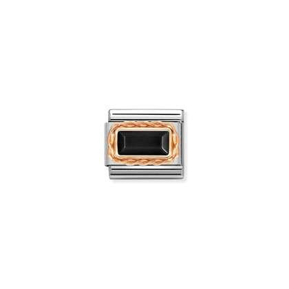 Nomination Classic Rose Gold Baguette Charm - Black Agate