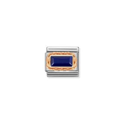 Nomination Classic Rose Gold Baguette Charm - Lapis