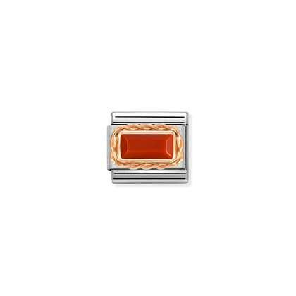 Nomination Classic Rose Gold Baguette Charm - Red Coral
