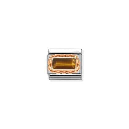 Nomination Classic Rose Gold Baguette Charm - Tiger Eye