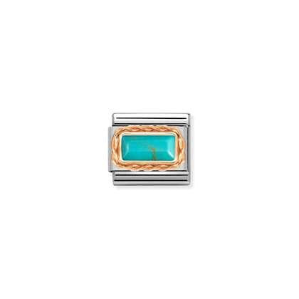 Nomination Classic Rose Gold Baguette Charm - Turquoise