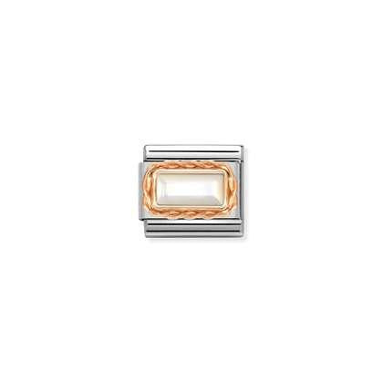 Nomination Classic Rose Gold Baguette Charm - White Mother Of Pearl