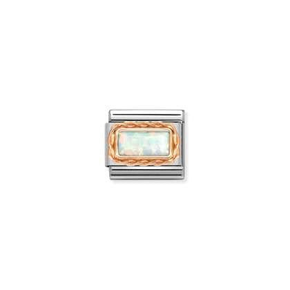 Nomination Classic Rose Gold Baguette Charm - White Opal