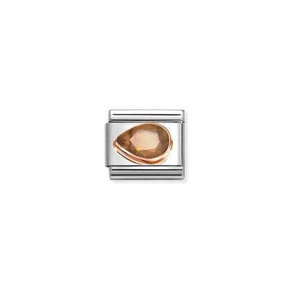 Nomination Classic Rose Gold Charm - Faceted CZ Left Drop Smokey