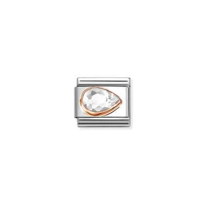 Nomination Classic Rose Gold Charm - Faceted CZ Right Drop Clear
