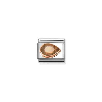 Nomination Classic Rose Gold Charm - Faceted CZ Right Drop Smokey