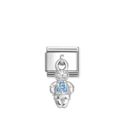 Nomination Classic Silver Pendant Charm - Blue CZ Boy