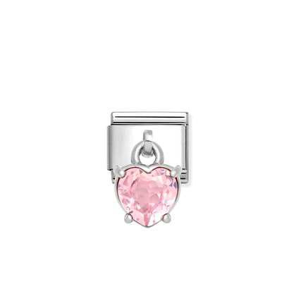 Nomination Classic Silver Pendant Charm - Blue CZ Heart