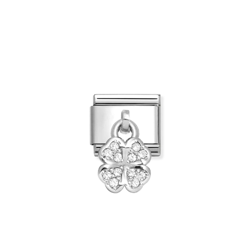 Nomination Classic Silver Pendant Charm - Clear CZ Clover