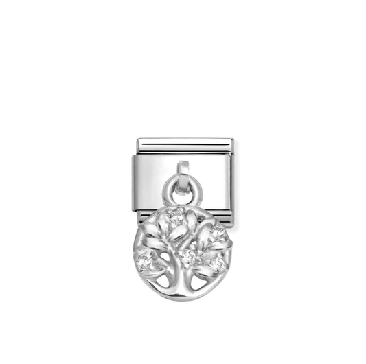 Nomination Classic Silver Pendant Charm - Clear CZ Tree Of Life