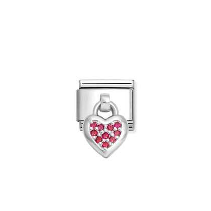Nomination Classic Silver Pendant Charm - CZ Heart Red