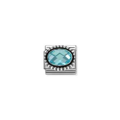 Nomination Composable Classic Link - Beaded Oval CZ Light Blue