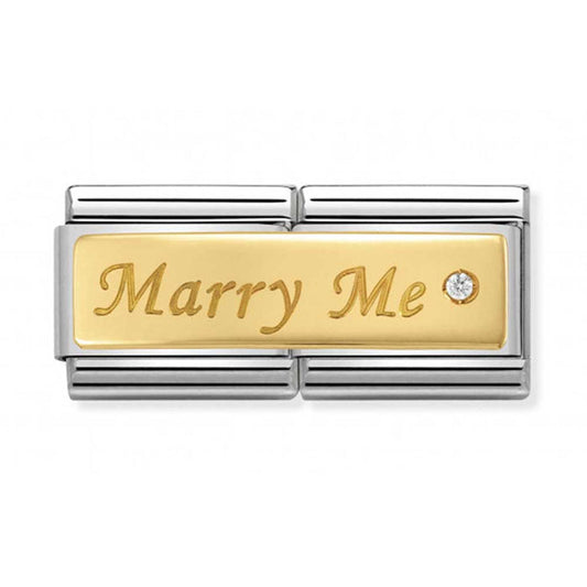 Nomination Double Gold Cubic Zirconia Marry Me Charm