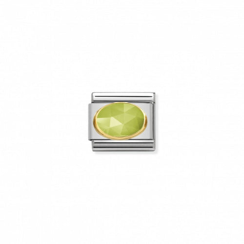 Nomination Faceted Jade Light Green with 18k Gold