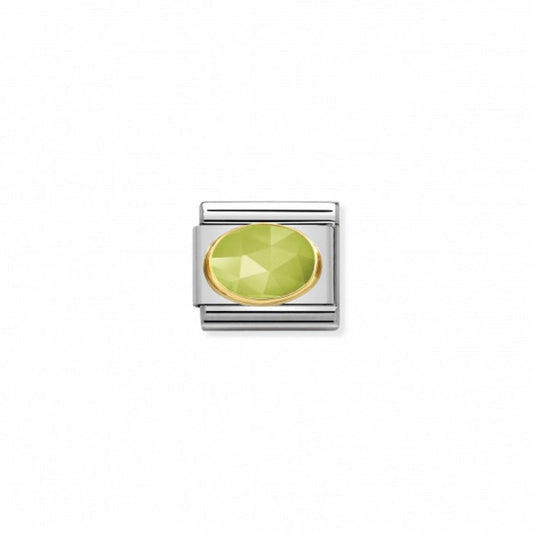 Nomination Faceted Jade Light Green with 18k Gold