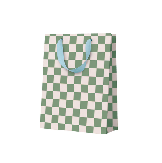 Ohh Deer Khaki Checkerboard Small Gift Bag