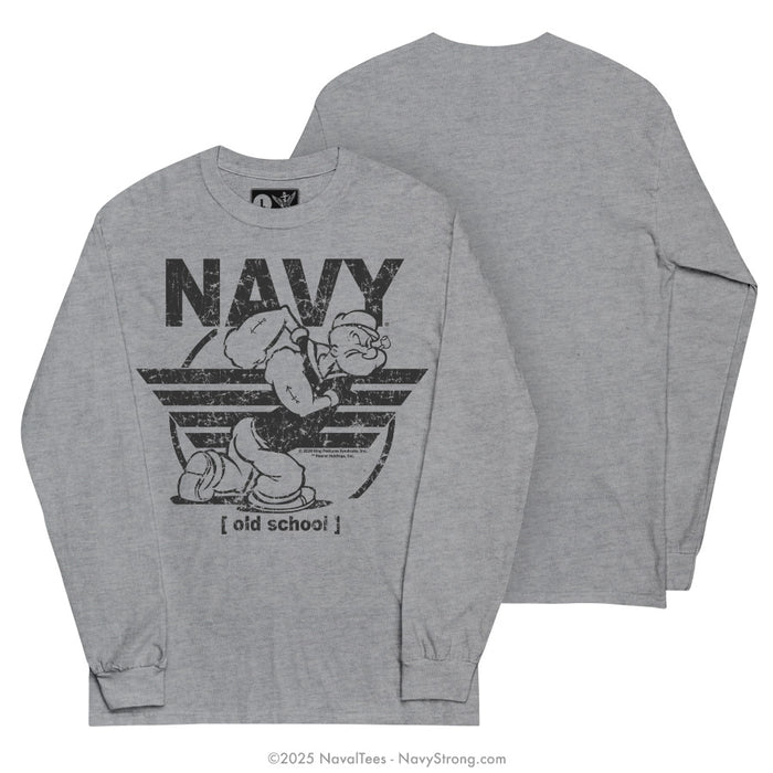 "Old School Popeye" Long Sleeve Tee | Grey