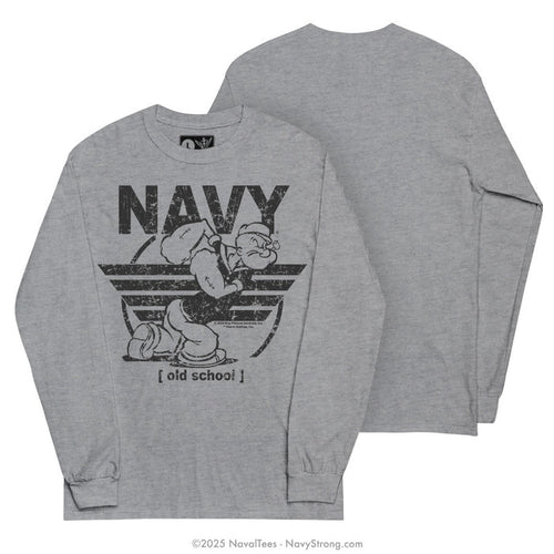 "Old School Popeye" Long Sleeve Tee | Grey