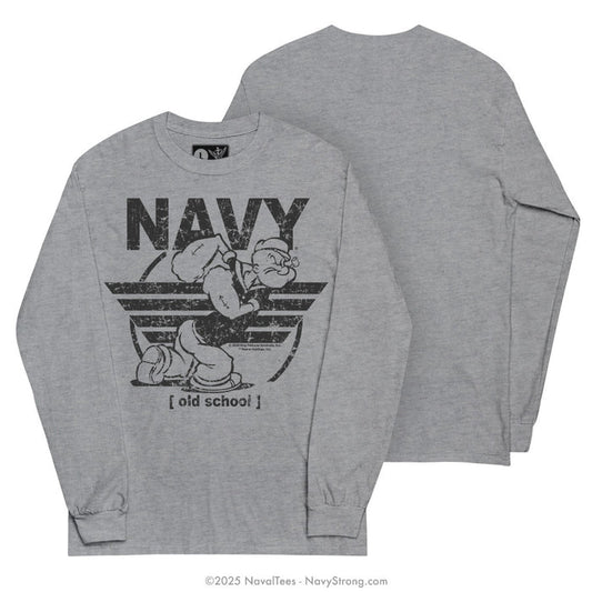 "Old School Popeye" Long Sleeve Tee | Grey