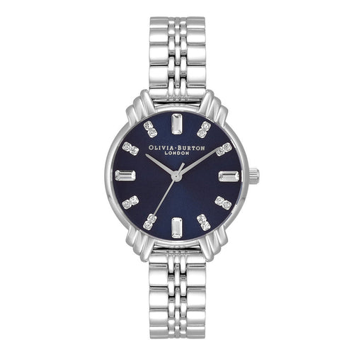 Oliva Burton Classic Blue & Silver Bracelet Watch