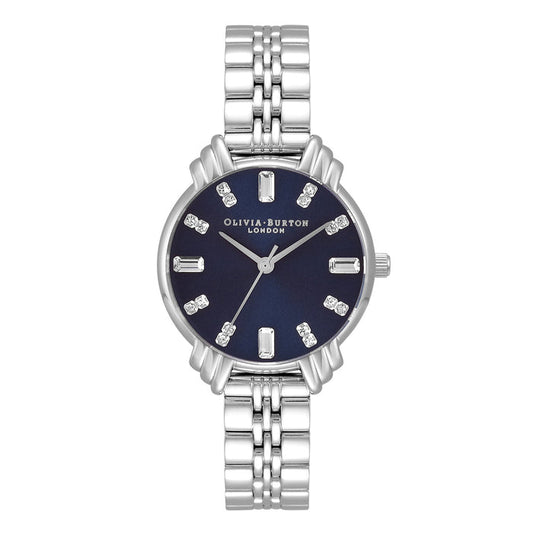 Oliva Burton Classic Blue & Silver Bracelet Watch