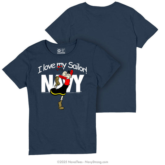 "Olive Oyl - Love My Sailor" Ladies Tee | Navy