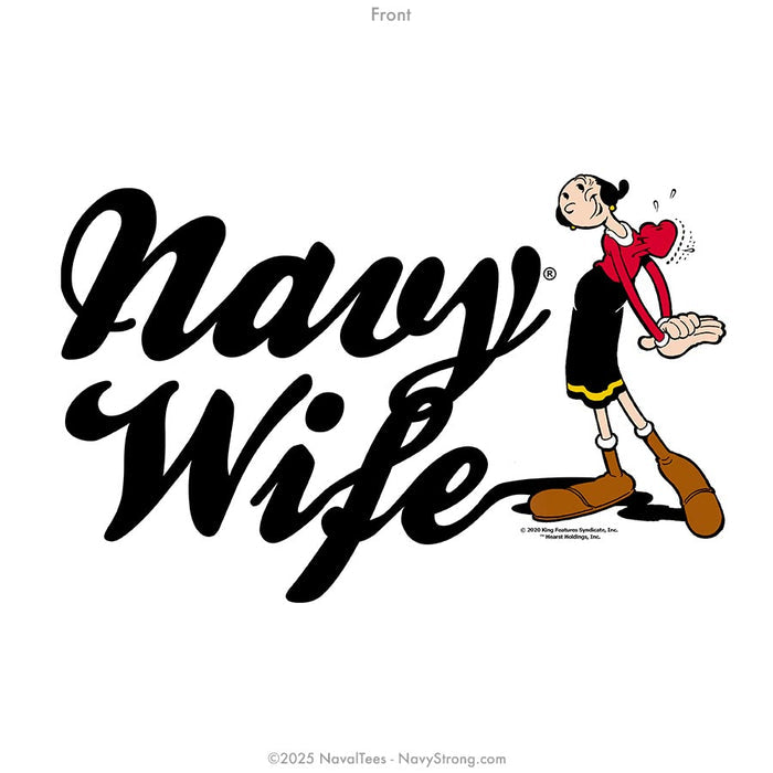 "Olive Oyl - Navy Wife" Hooded Sweatshirt | White