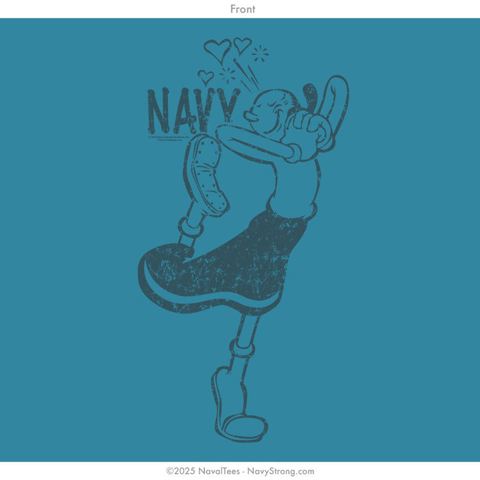 "Olive Oyl Hearts" Ladies Tee | Aqua