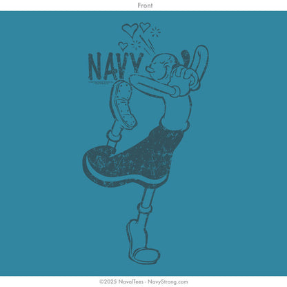 "Olive Oyl Hearts" Ladies Tee | Aqua