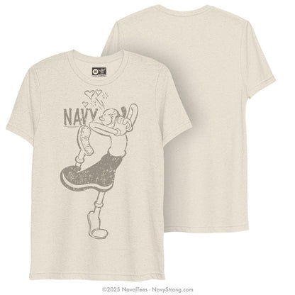 "Olive Oyl Hearts" Ladies Tee | Oatmeal