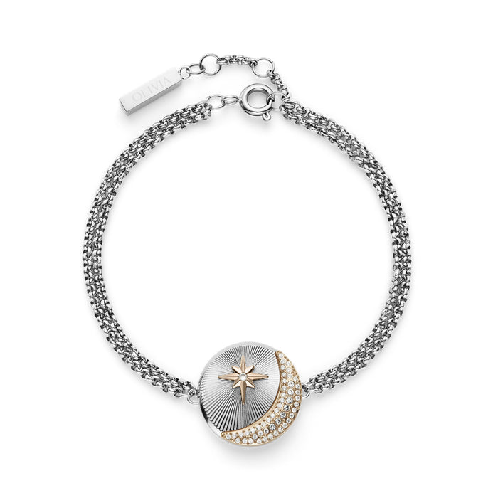 Olivia Burton Signature Celestial Star & Moon Silver Tone Bracelet Bracelet