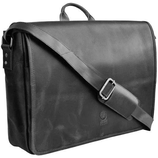 Outlander 14" Leather Briefcase Bag for Men – Laptop Messenger for Office & Travel