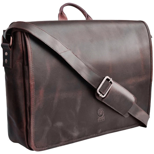 Outlander Leather Laptop Messenger Bag – 14 Inch Office Satchel Travel Crossbody for Men