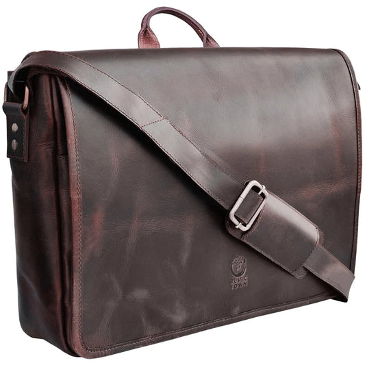 Outlander Leather Laptop Messenger Bag – 14 Inch Office Satchel Travel Crossbody for Men