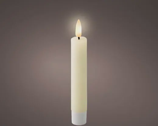 Pack Of Two LED Battery Operated Cream Wax Dinner Candles - 14.5cm