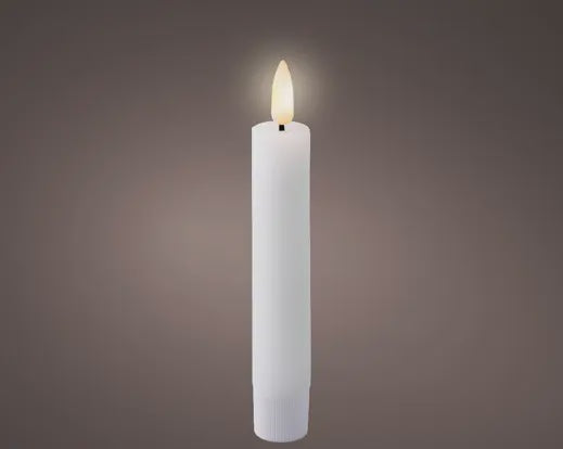 Pack Of Two LED Battery Operated  White Wax Dinner Candles - 14.5cm