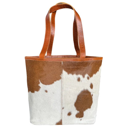 Penelope Leather Tote Bag for Women - Hair On Shoulder Satchel Handbag