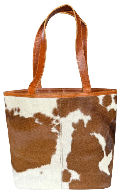 Penelope Leather Tote Bag for Women - Hair On Shoulder Satchel Handbag
