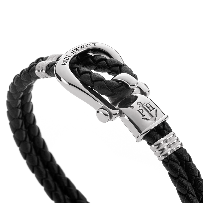 Armband Phinity Silber Leder Schwarz