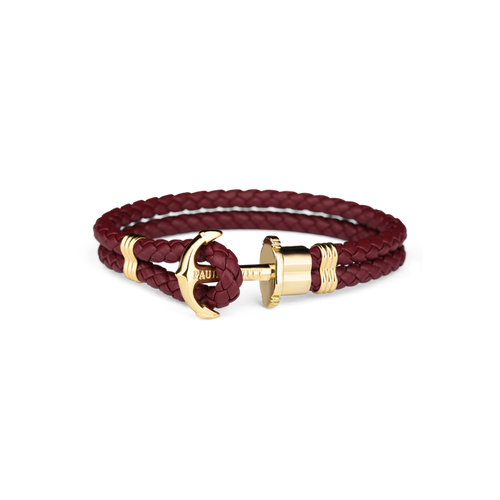 Ankerarmband Phrep Gold Leder Dark Berry