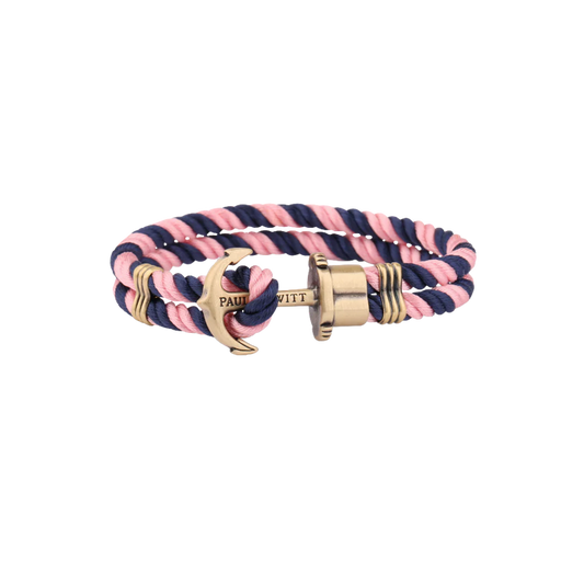 Phrep Armband Messing Nylon Marineblau Rosa