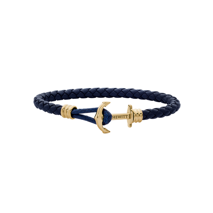 Ankerarmband Phrep Lite Gold Leder Marineblau