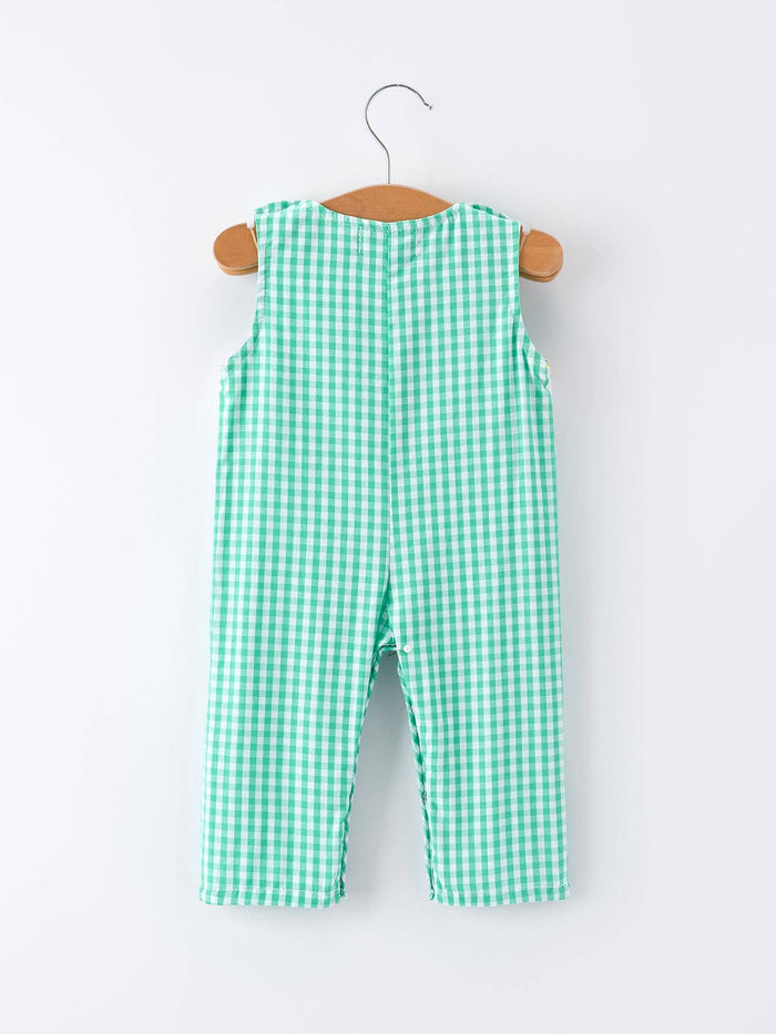 Pickle Ball Embroidered Smocked Green Baby Boys Romper