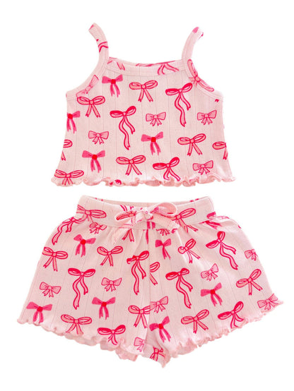 Pink Bows / Organic Pointelle Summer Set
