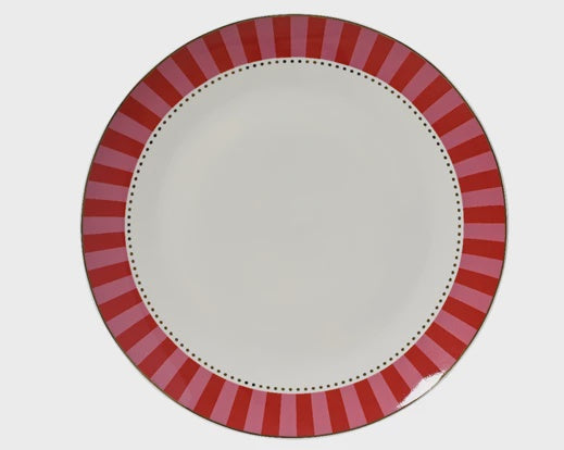 Pink Stripe Plate With Gold Detail