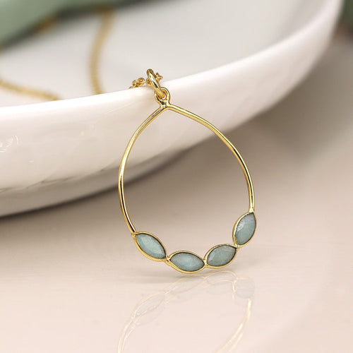 POM Aureus Gold Plated Amazonite Bezel Hoop Necklace