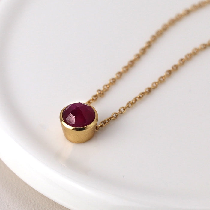 POM Aureus Gold Plated Simple Ruby Necklace