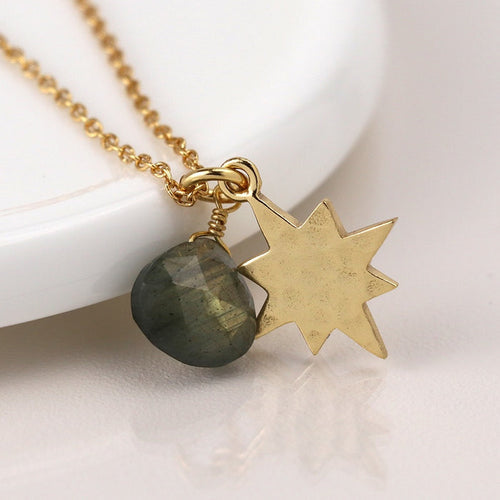 POM Aureus Gold Plated Star & Labradorite Necklace