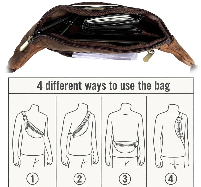 Rainier Leather Fanny Pack | Waist, Chest & Crossbody Sling Bag