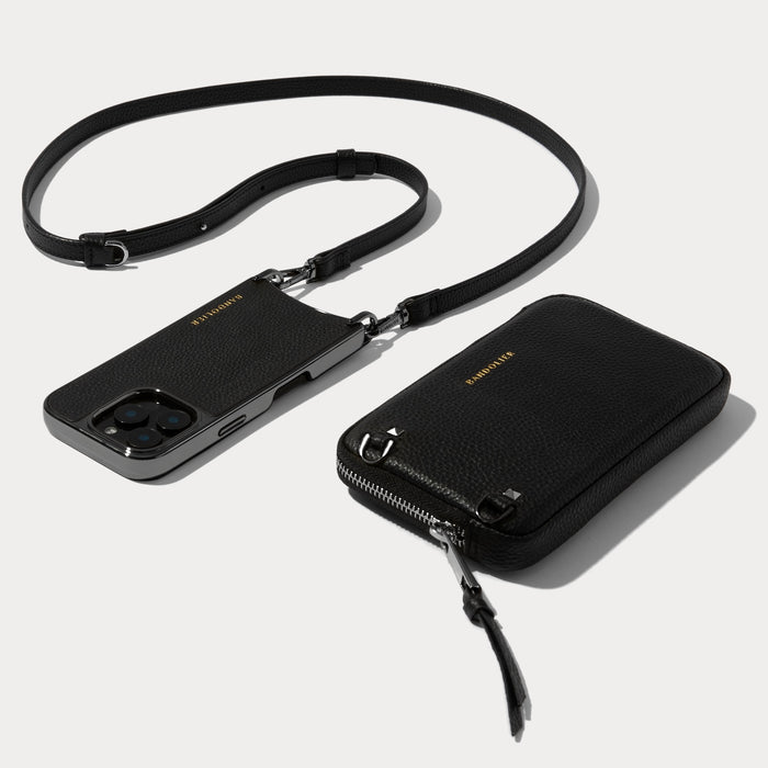 Rayna Chrome Pouch Set - Black/Pewter
